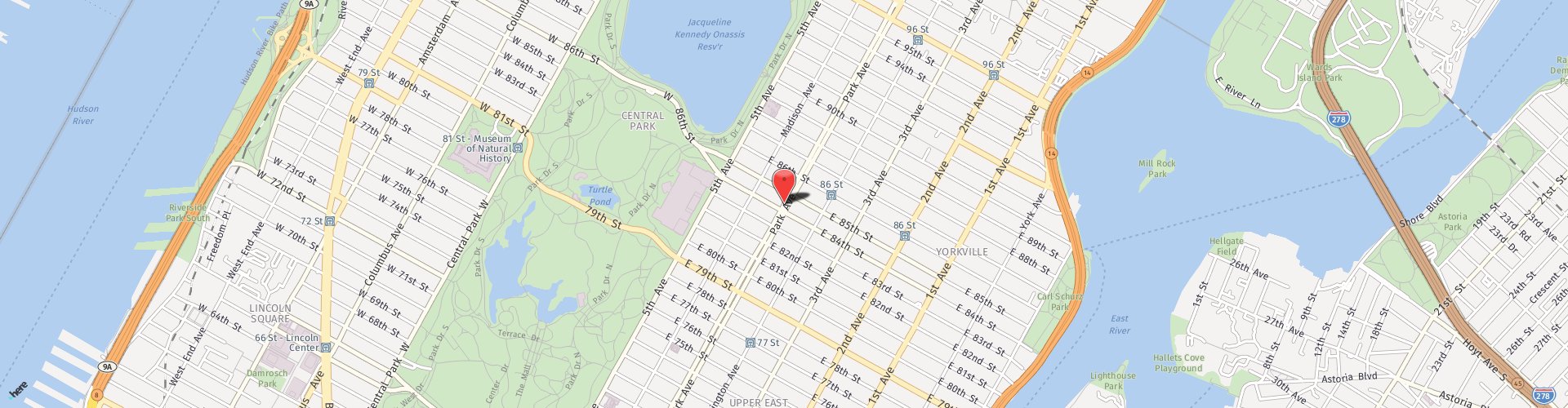 Location Map: 1000 Park Avenue New York, NY 10028